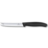 Swiss Classic Cheese & Sausage Knife with Fork tip, 11 cm, color: Black. - Mabrook Hotel Supplies